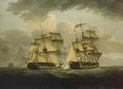 unknow artist An oil painting of a naval engagement between the French frigate Semillante and British frigate Venus in 1793 china oil painting reproduction